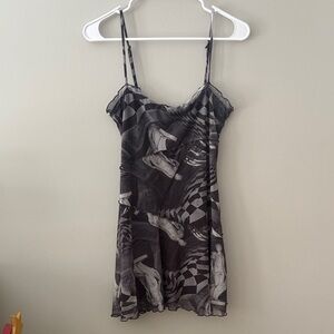 Urban Outfitters Black and Gray Checkered Slip Dress Size S